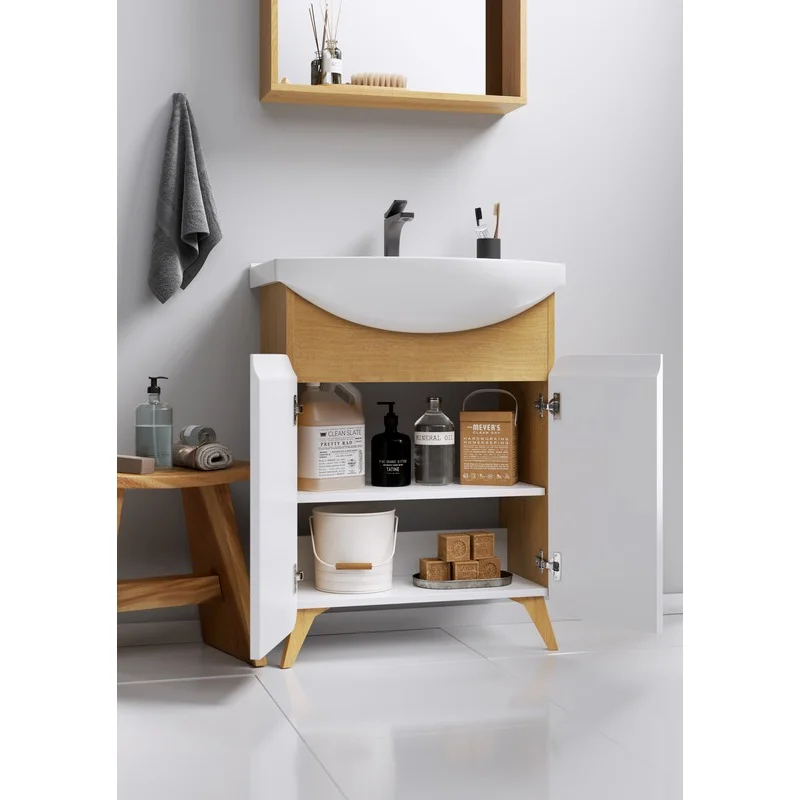 Тумба под раковину Aqwella Basic 65 см напольная, дуб золотой, BAS0106DZ