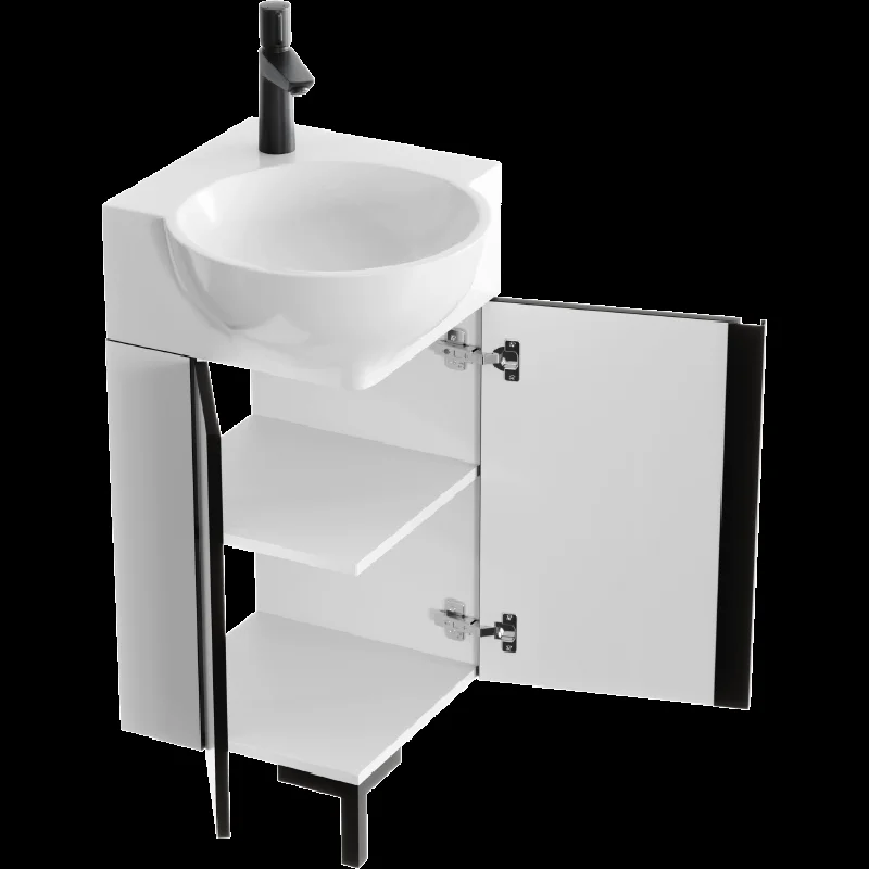Тумба под раковину Aqwella Porto 45 см напольная, белый, черный, POR0104WB