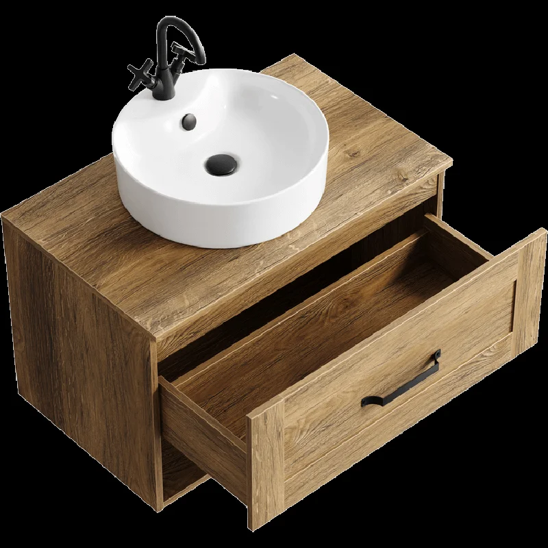 Тумба под раковину Aqwella Craft 80 см подвесная, белый дуб балтийский, CRF0108DB