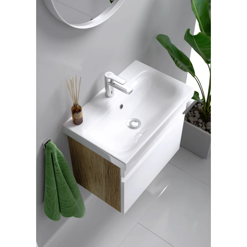 Тумба под раковину Aqwella Smart 60, подвесная, фасад белый, корпус дуб балтийский, SRT0106DB