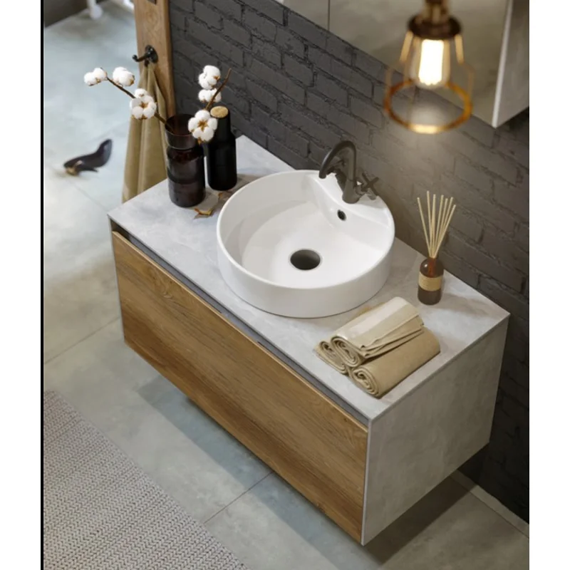 Тумба под раковину Aqwella Mobi 100 см, фасад дуб балтийский, корпус дуб балтийский, MOB0710DB+MOB0110DB