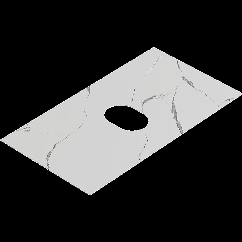 Подвесная тумба с накладным умывальником Aqwella Geometria 81см, с одним ящиком, цвет серый, со столешницей мрамор белый