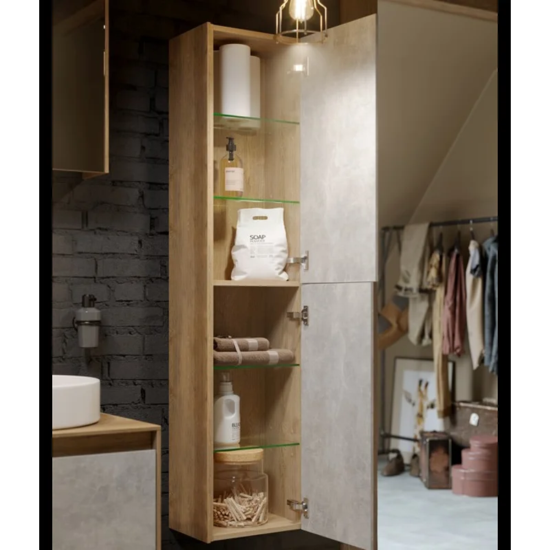 Пенал Aqwella Mobi 35 см, фасад белый, корпус дуб балтийский, MOB0535DB+MOB0735W