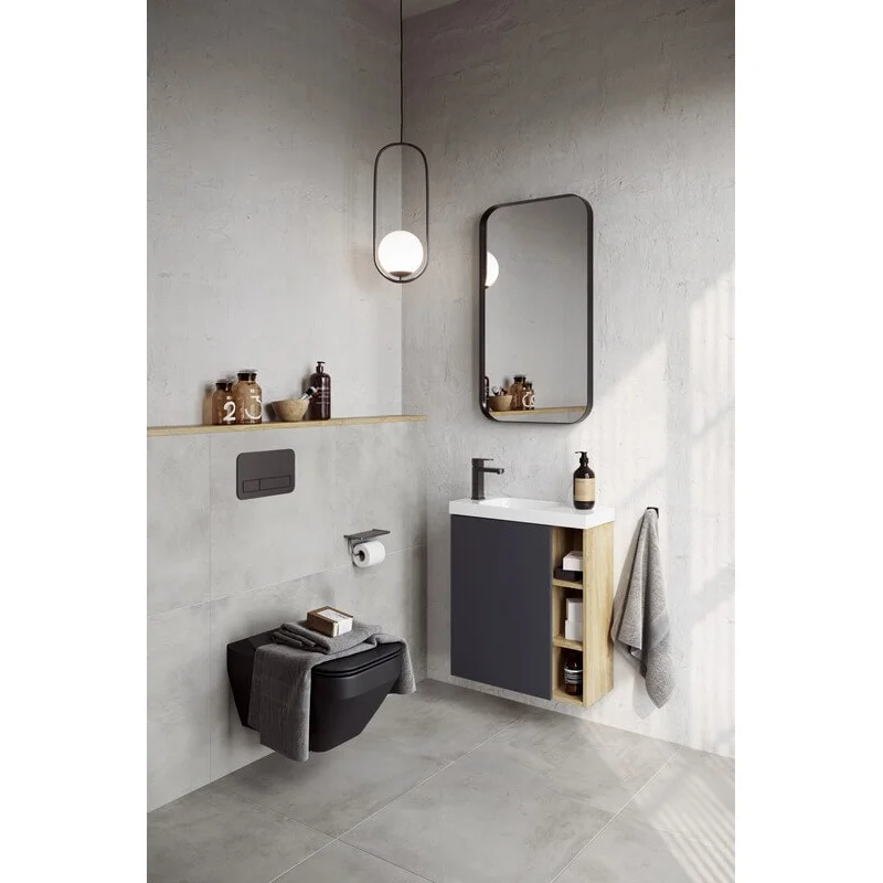 Тумба под раковину Aqwella Alba ALB0106LDD+ALB0706GRМ/ALB0106RDD+ALB0706GRМ, 60 см, подвесная, дуб давос/серый, чаша раковины слева/справа