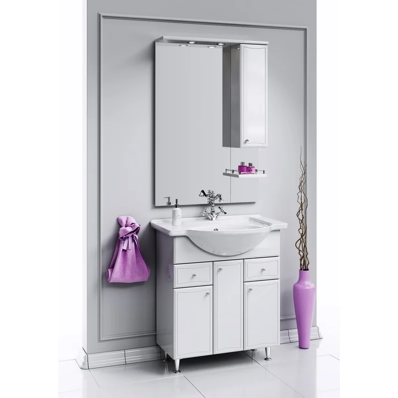 Зеркало со шкафом Aqwella Барселона 70 Ba.02.07 с подсветкой Белое