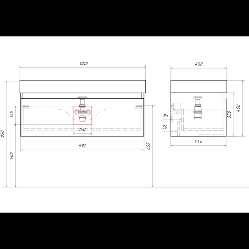 Подвесная тумба Aqwella Geometria 100см, с одним ящиком, цвет зеленый шалфей