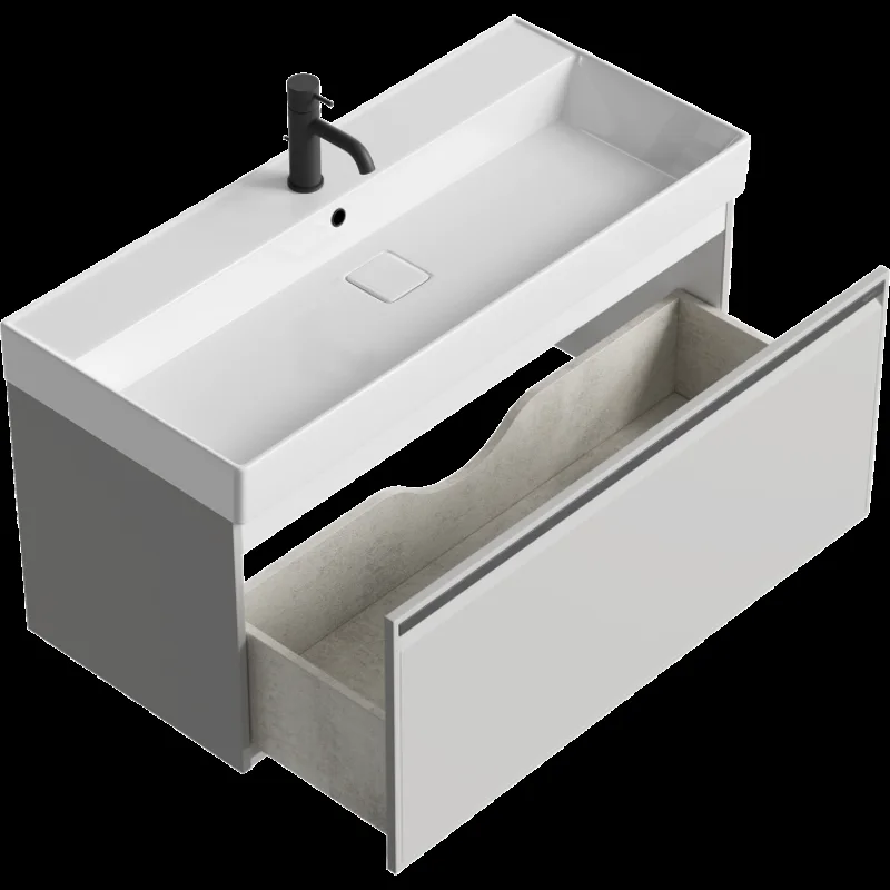 Тумба под раковину Aqwella Pure PUR0110ST, 100 см, подвесная, цвет серый туман матовый