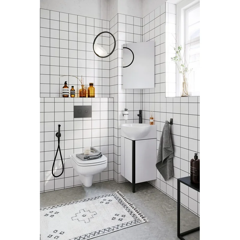 Тумба под раковину Aqwella Porto 45 см напольная, белый, черный, POR0104WB