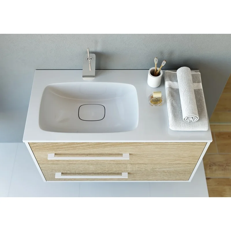 Тумба под раковину Aqwella Miami 90, подвесная, дуб сонома, левая/правая, Mai.01.09/L/R