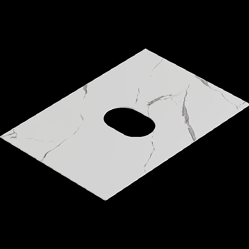 Подвесная тумба с накладным умывальником Aqwella Geometria 65см, с двумя ящиками, цвет серый, со столешницей мрамор белый