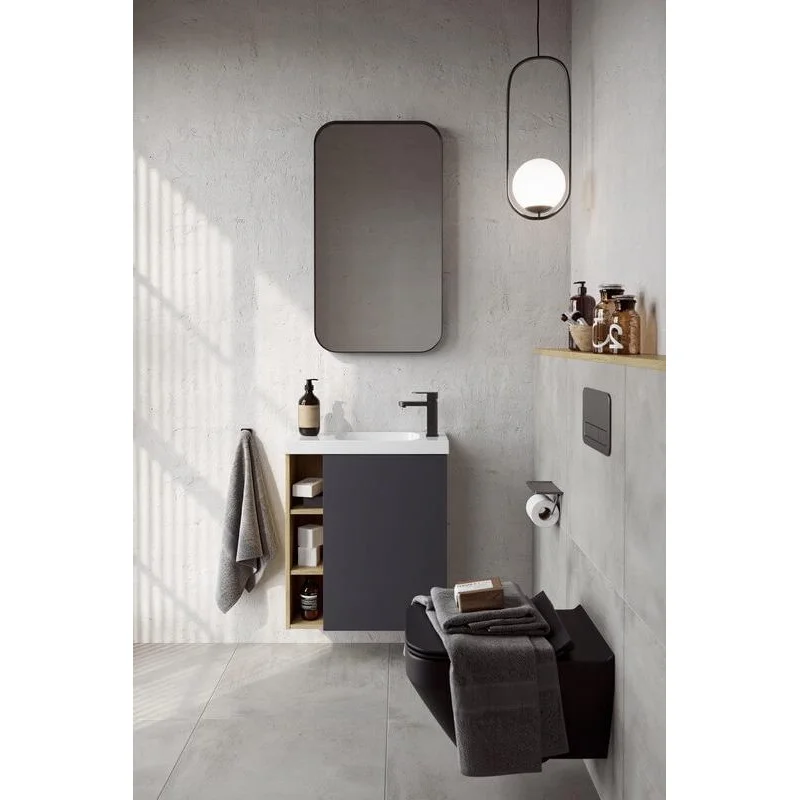 Тумба под раковину Aqwella Alba ALB0106LDD+ALB0706GRМ/ALB0106RDD+ALB0706GRМ, 60 см, подвесная, дуб давос/серый, чаша раковины слева/справа