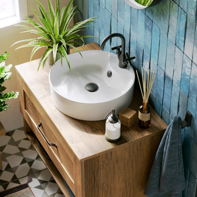 Тумба под раковину Aqwella Craft 80 см подвесная, белый дуб балтийский, CRF0108DB