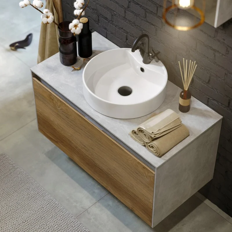 Тумба под раковину Aqwella Mobi 80 см, фасад дуб балтийский, корпус дуб балтийский, MOB0708DB+MOB0108DB