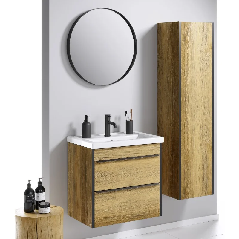 Тумба под раковину Aqwella Fargo FRG0106DB+FRGN380, 60 см, напольная, дуб балтийский