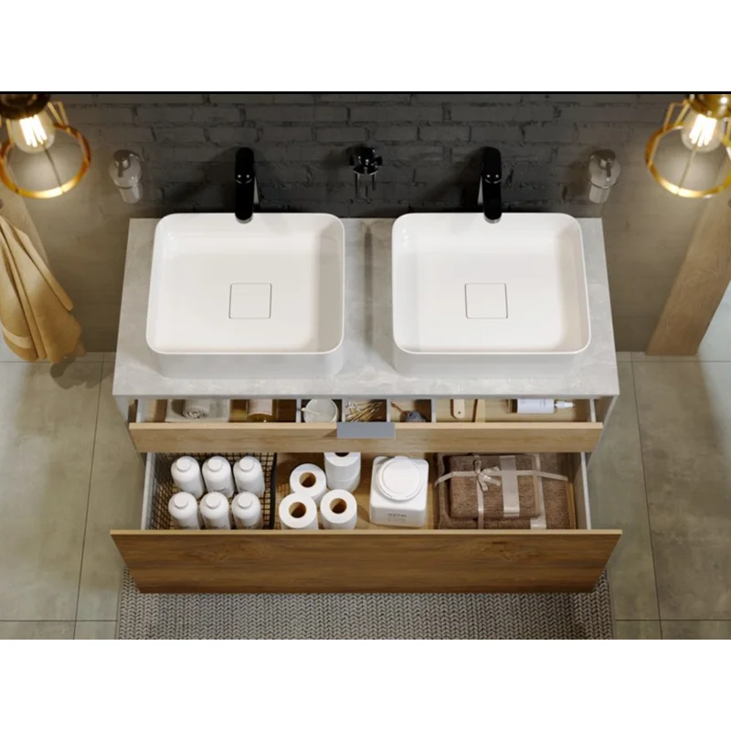 Тумба под раковину Aqwella Mobi 120 см, фасад белый, корпус белый, MOB0712W+MOB0112W