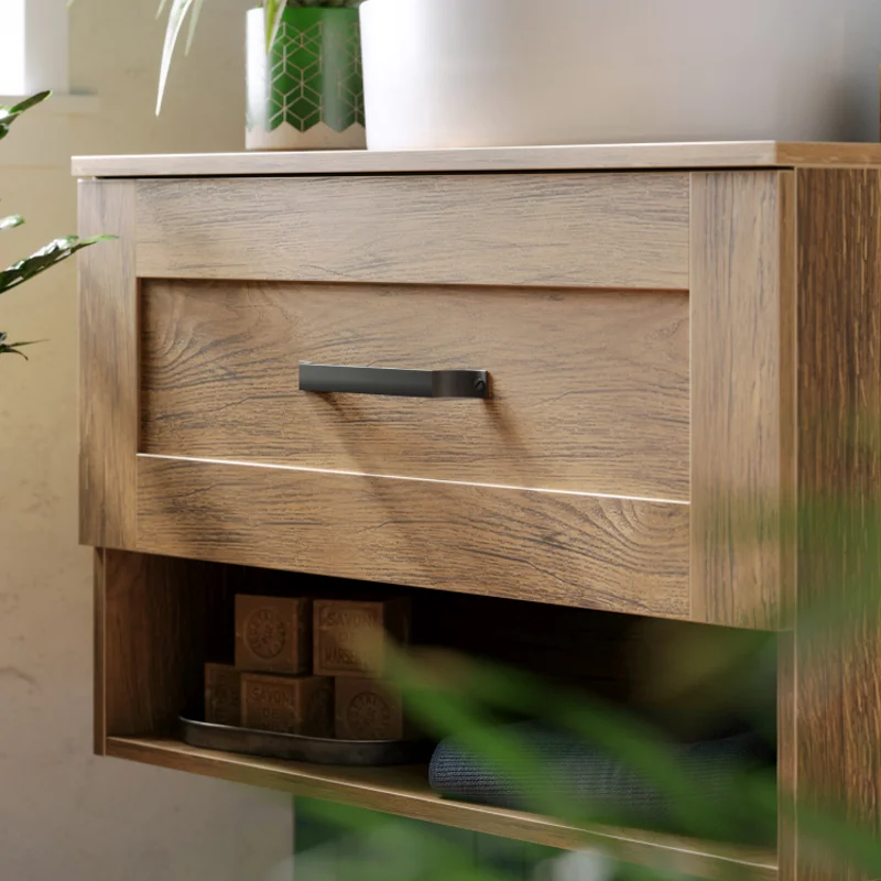 Тумба под раковину Aqwella Craft 80 см подвесная, белый дуб балтийский, CRF0108DB