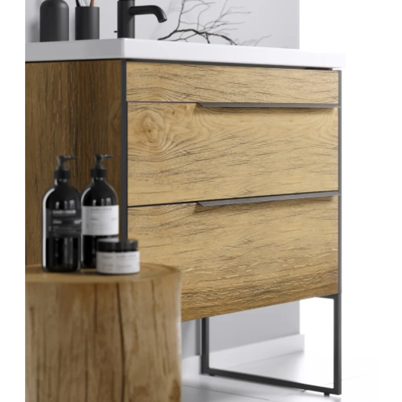 Тумба под раковину Aqwella Fargo 80, подвесная, дуб балтийский, FRG0108DB