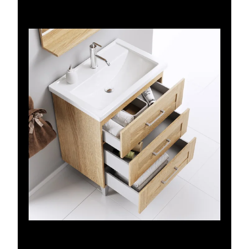 Тумба под раковину Aqwella Фостер 80, напольная, дуб сонома, FOS01083DS