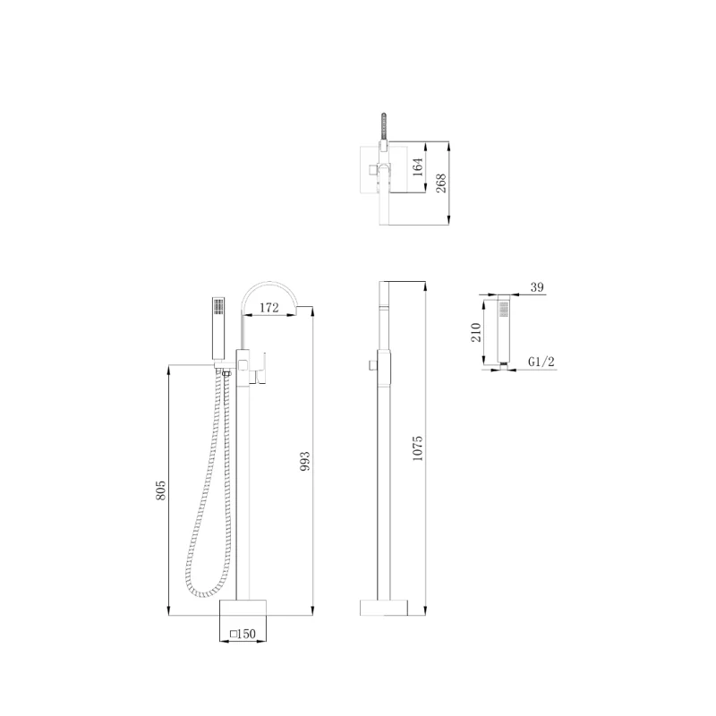 Смеситель RESIA Вlack для отдельностоящей ванны, цвет черный, латунь BOCH MANN BM9191