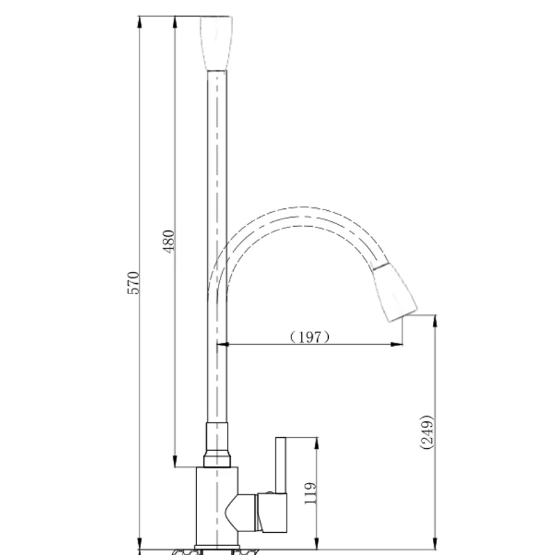 Cмеситель MIA BN из нержавеющей стали для кухни  BOCH MANN, с гибким изливом, цвет МАТОВЫЙ НИКЕЛЬ