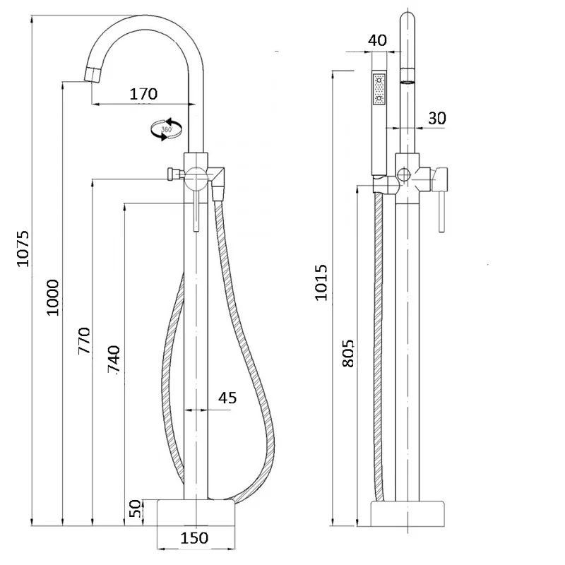 Смеситель BRAIES для отдельностоящей ванны, цвет хром, латунь BOCH MANN BM7772