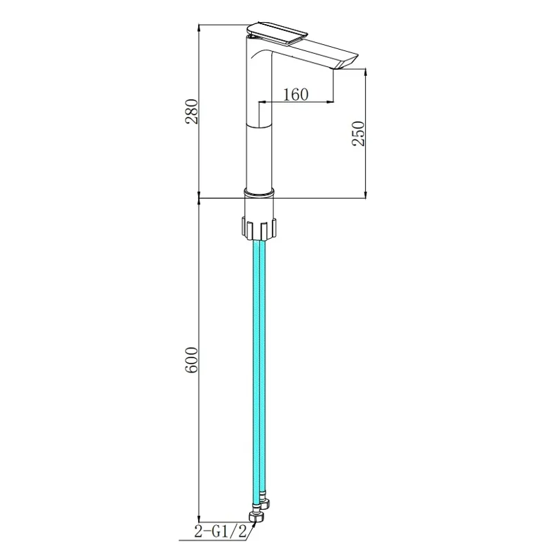 Смеситель COMO CB XL для раковины, хром, ручка цвет черный, высокий BOCH MANN BM9631