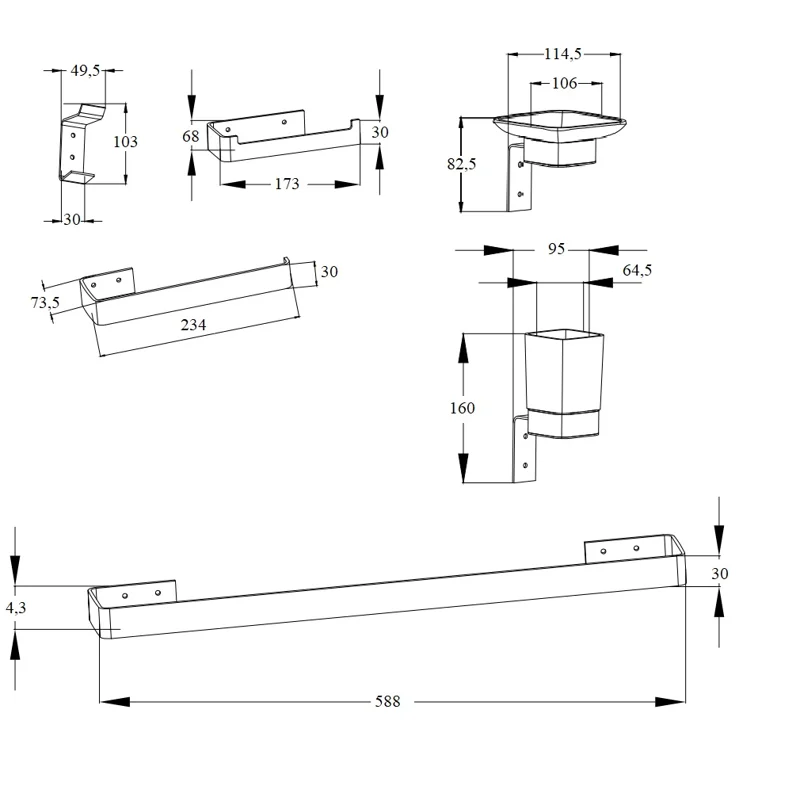 Набор аксессуаров CR-D01 для ванной BOCH MANN из нержавеющей стали, цвет хром