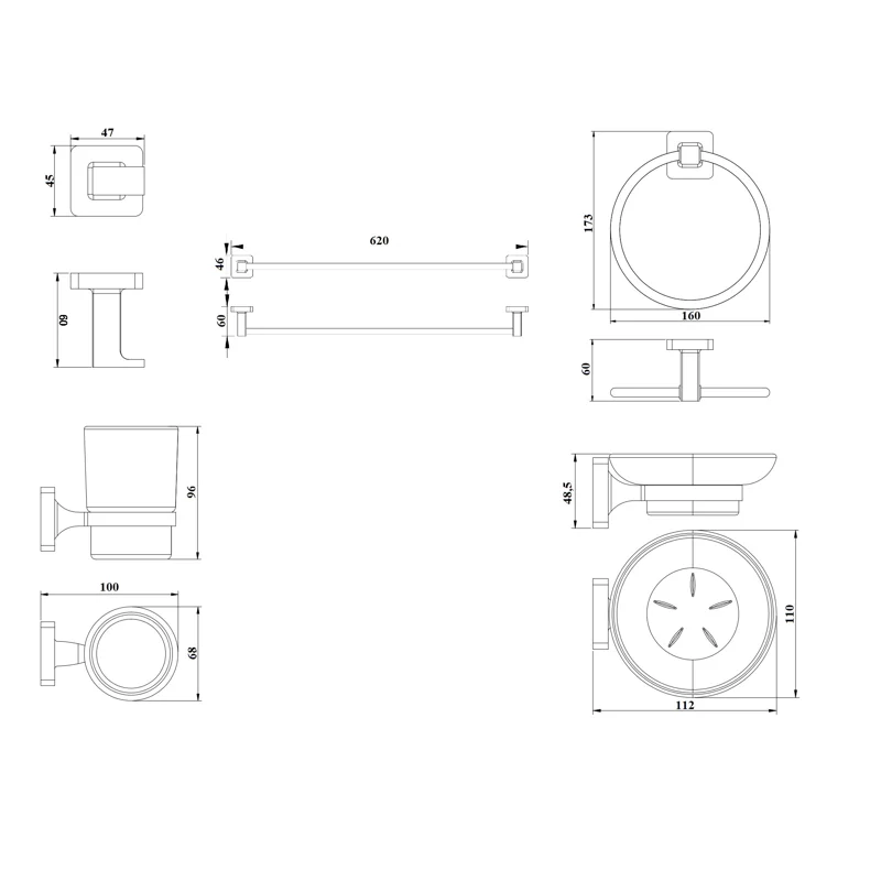 Набор аксессуаров CR-F19B для ванной BOCH MANN, цвет черный
