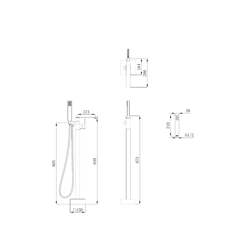 Смеситель ALBANO Brush Nickel для отдельностоящей ванны, цвет матовый никель, латунь BOCH MANN  BM8924