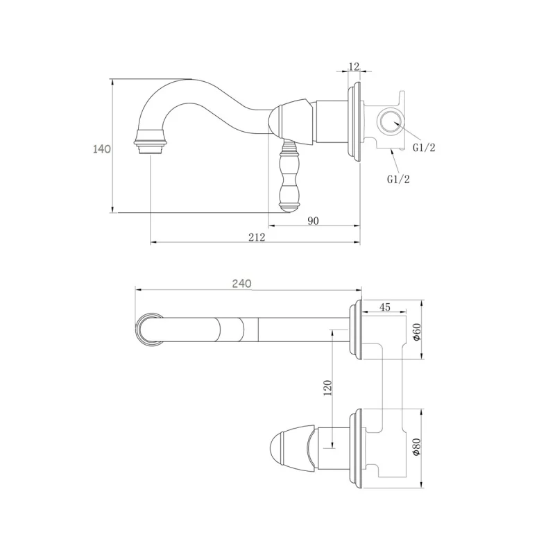 Смеситель скрытого монтажа для раковины Bronze de Luxe Tiffany 1920CR, хром