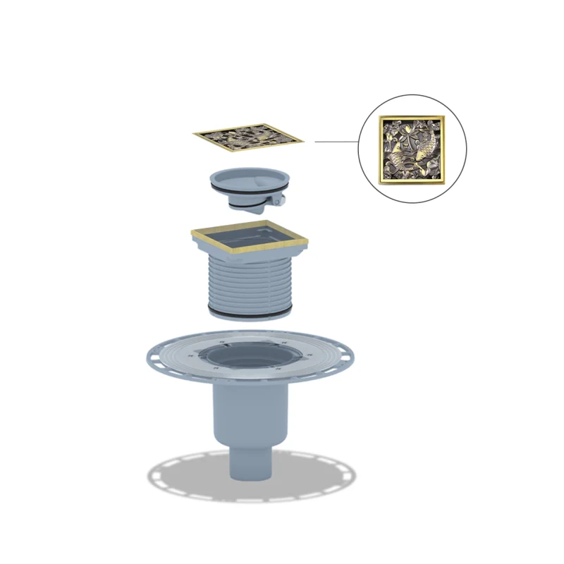 Душевой трап Bronze de Luxe Рыбы 21980-5902 с решеткой Бронза