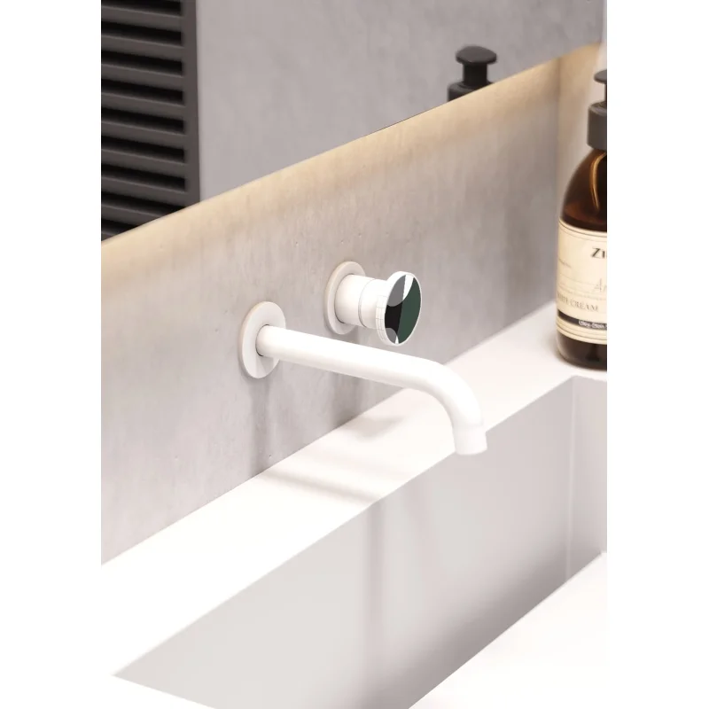 Смеситель для раковины Bronze de Luxe OMG 9007W-G, белый/зеленый