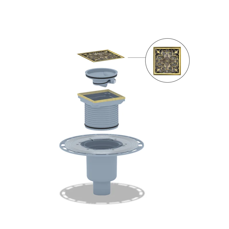 Душевой трап Bronze de Luxe Цветок 21975-5902 с решеткой Бронза