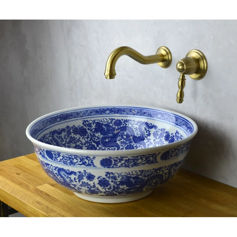 Раковина чаша Bronze de Luxe Dragons 6050, белый/синий