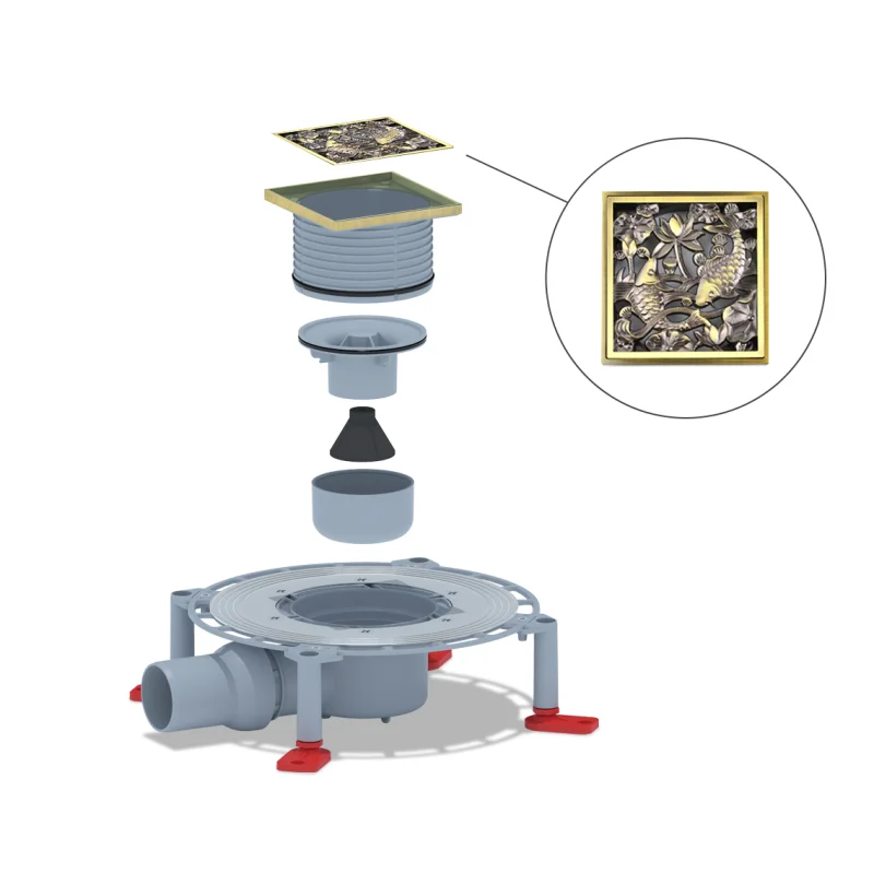 Душевой трап Bronze de Luxe Рыбы 21980-5602 с решеткой Бронза