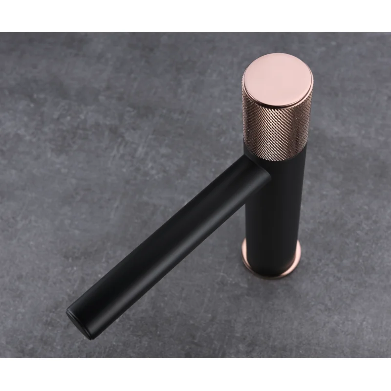 Смеситель для раковины Bronze de Luxe Avangarde 2030MH, черный матовый/розовое золото