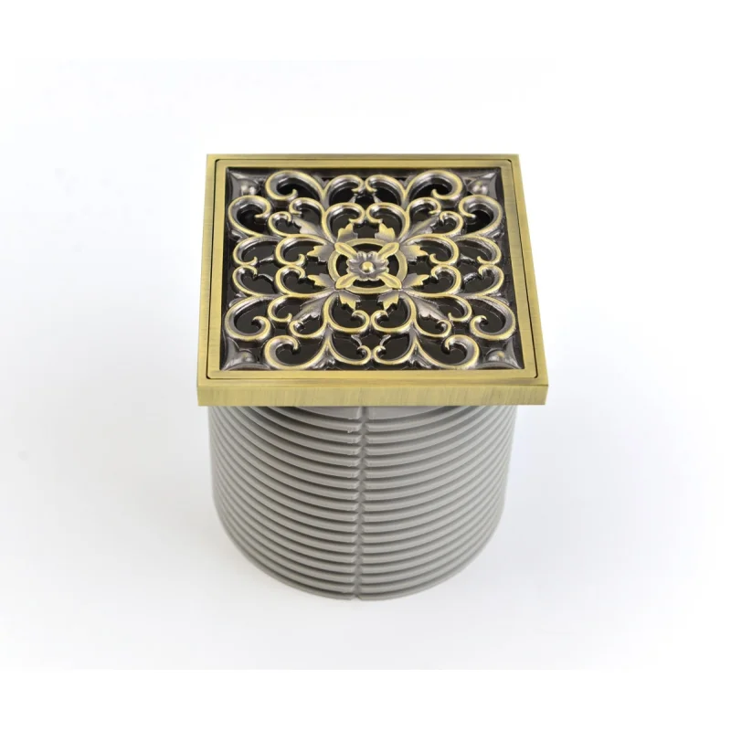 Душевой трап Bronze de Luxe Узоры 21962-5602 с решеткой Бронза