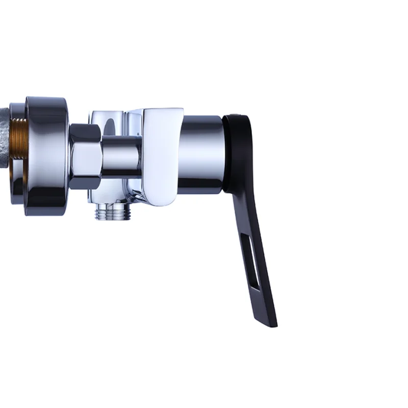 Смеситель для ванны и душа Bronze de Luxe Element EL03CB, с душевым гарнитуром, хром/черный матовый