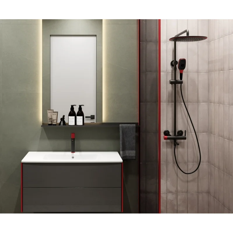 Душевая система Bronze de Luxe Avantgarde 2039RH Черная Красная