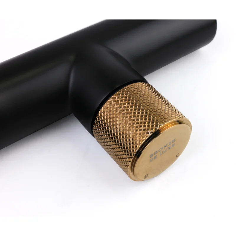 Смеситель для раковины Bronze de Luxe Avangarde 2021MH, скрытый монтаж, черный матовый/розовое золото