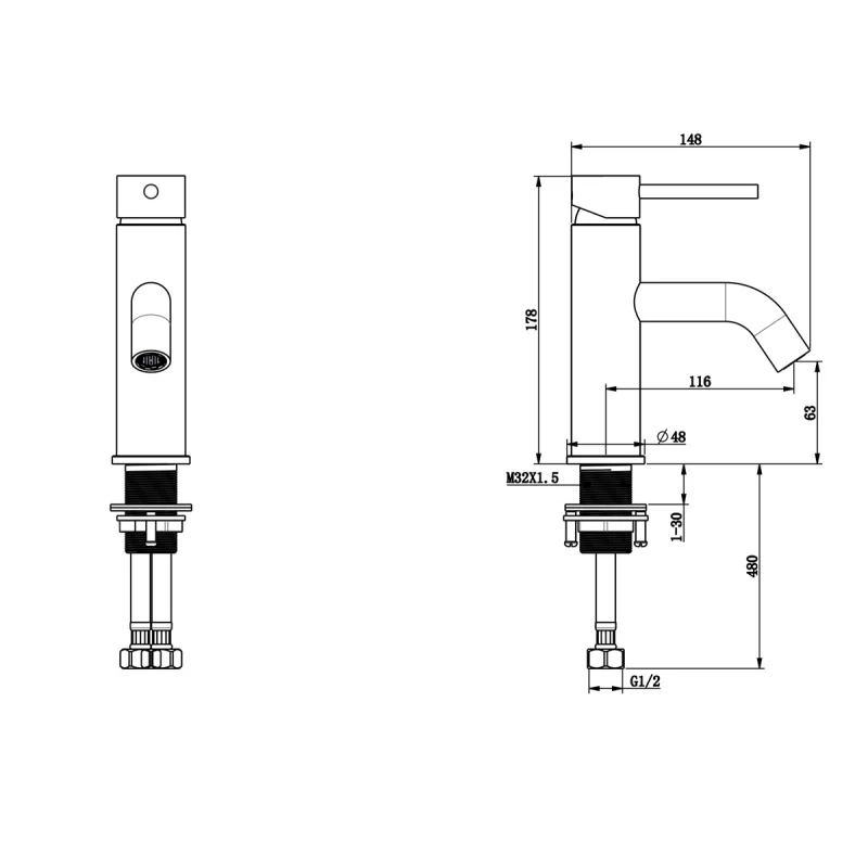 Смеситель для раковины Bronze de Luxe Scandi 1451B Черный матовый