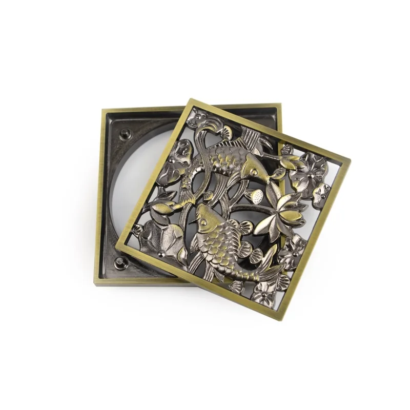 Душевой трап Bronze de Luxe Рыбы 21980-57 с решеткой Бронза