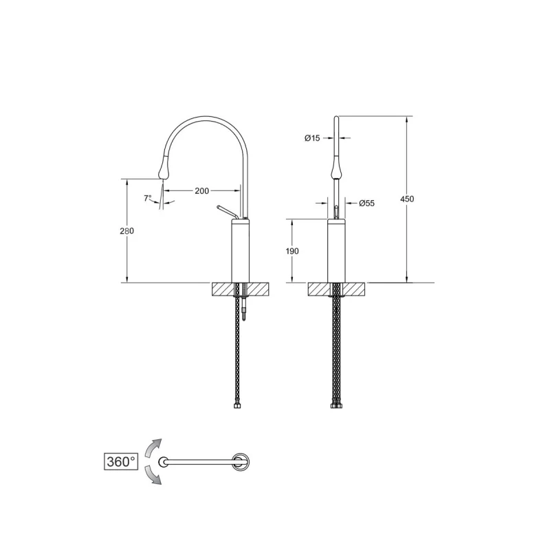 Смеситель для раковины Bronze de Luxe Scandi 9015B, черный матовый