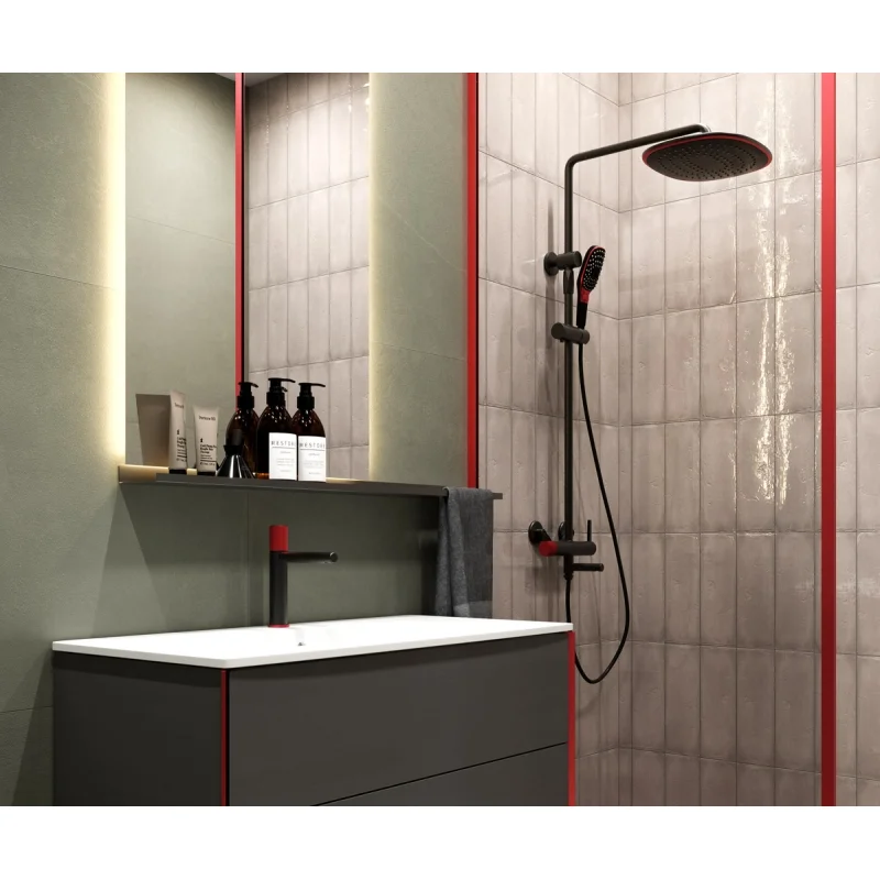 Душевая система Bronze de Luxe Avantgarde 2039RH Черная Красная