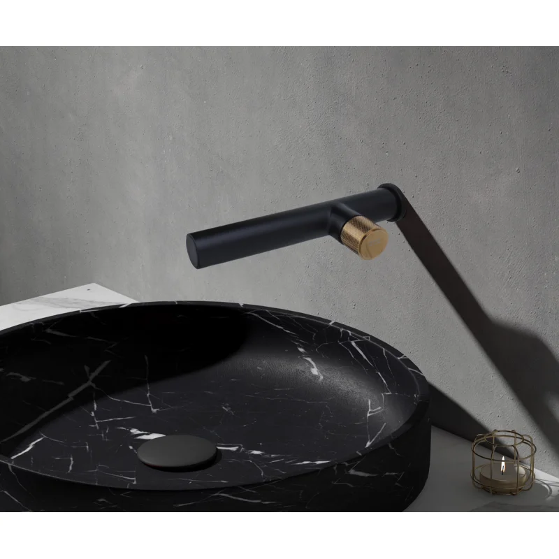 Смеситель для раковины Bronze de Luxe Avangarde 2021MH, скрытый монтаж, черный матовый/розовое золото