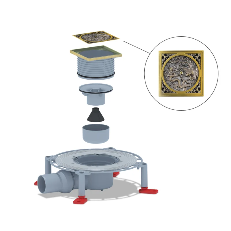 Душевой трап Bronze de Luxe Дракон 21986-5602 с решеткой Бронза