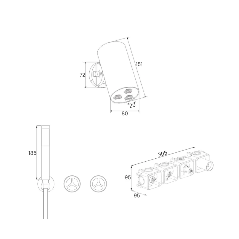 Душевая система встраиваемая Bronze de Luxe LIBERTY 5011GG-S, графит