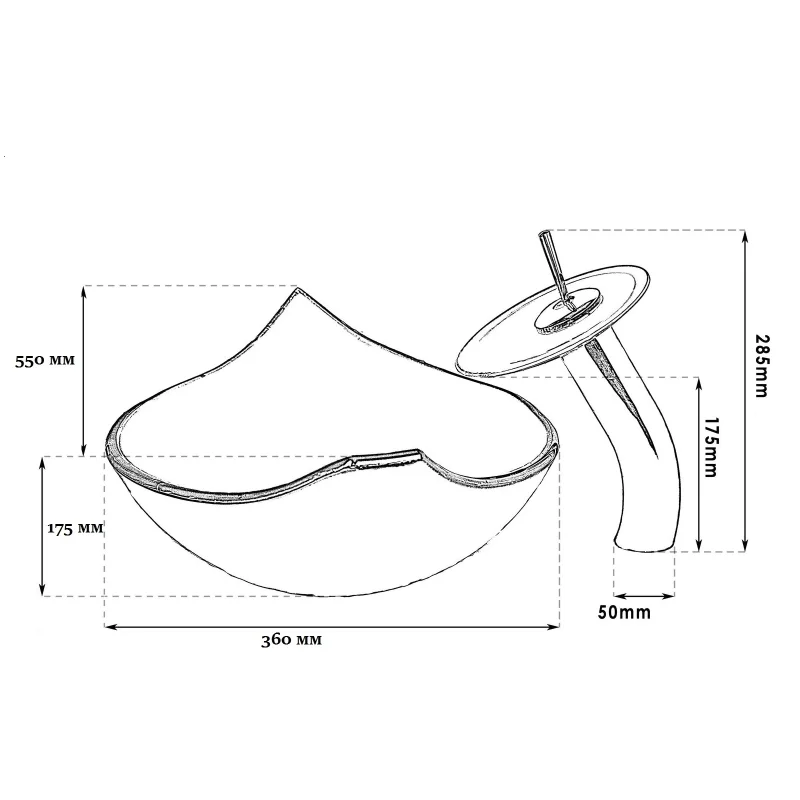 Накладная раковина со смесителем Bronze De Luxe 55 см 140186/1 зеленая