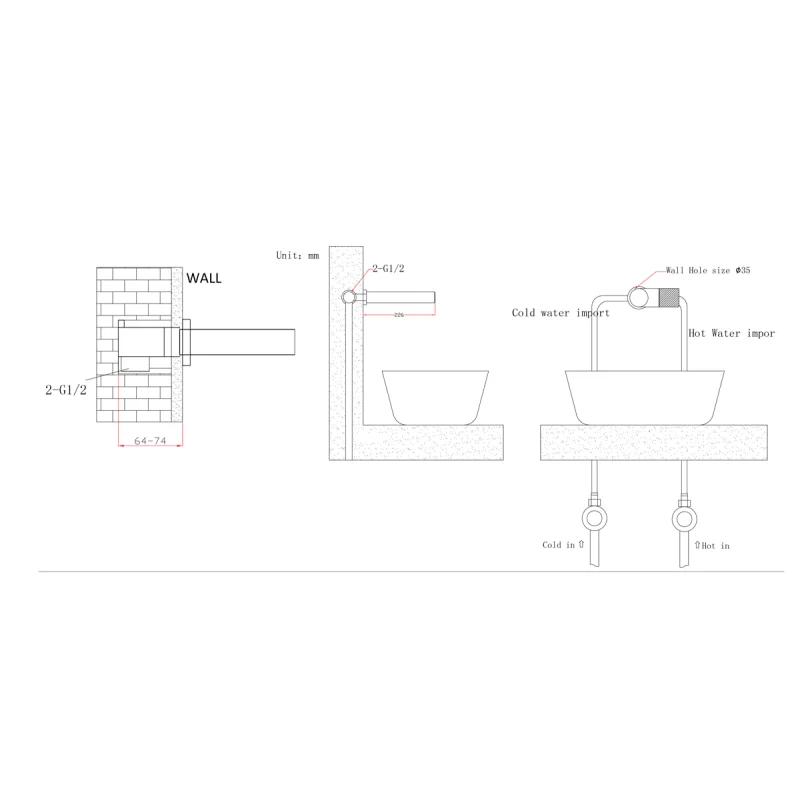 Смеситель для раковины Bronze de Luxe Avangarde 2021GB, скрытый монтаж, бронза