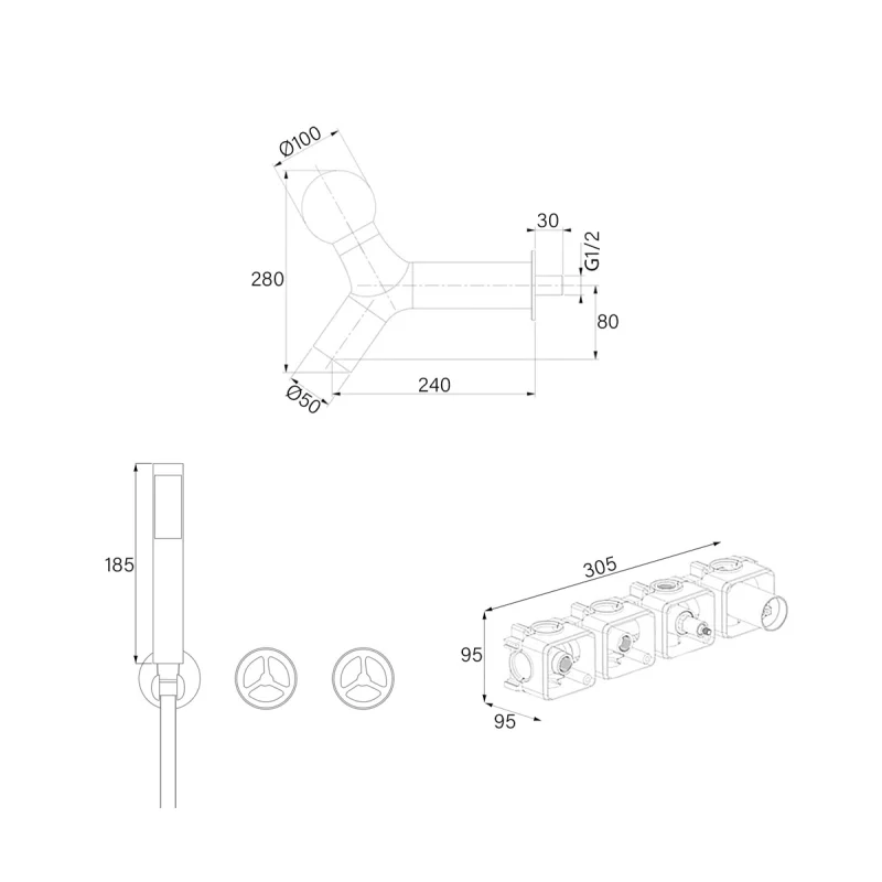 Душевая система Bronze de Luxe Liberty 5011B-L Черная матовая